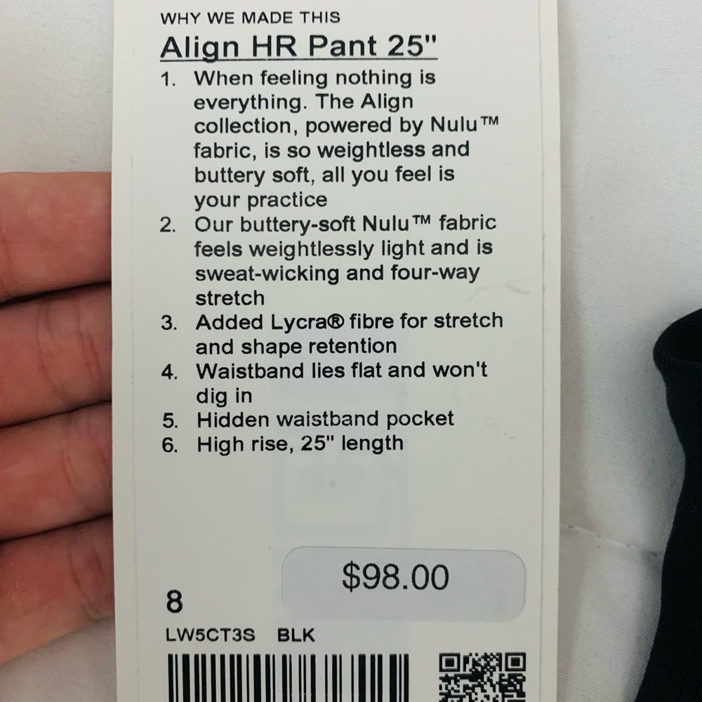 Lululemon Athletica brand new black align leggings